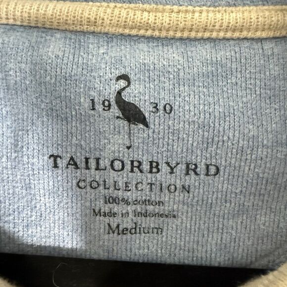 Tailorbyrd Sweater Men's Medium Ivory 1/4 Zip Long Sleeve Turtleneck 100% Cotton - Picture 4 of 11